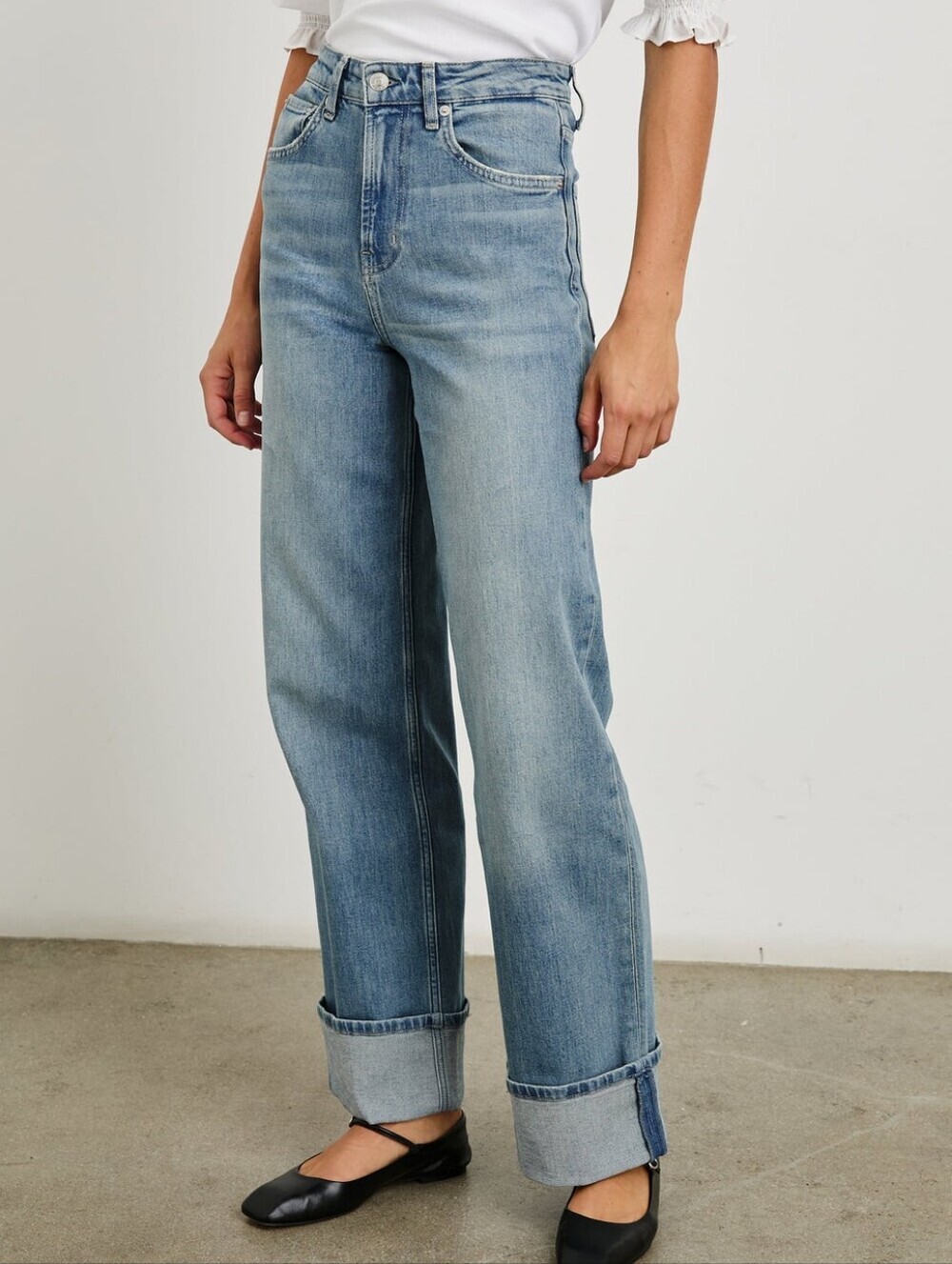 Rails Getty High Rise wide leg Cuffed Mid Wash Jeans Sz 31